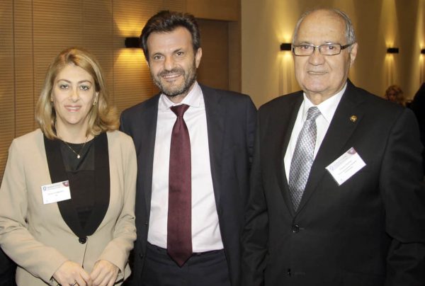 I. Stavropoulos with K. Savvaidou and S. Costas at the Finance and Tax Conference, organized by the Hellenic Management Association, November 2015